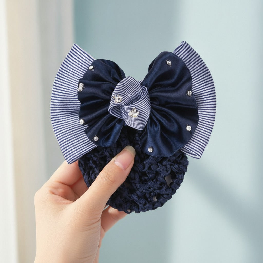 Oversized Bow Hair Claw - Navy Blue