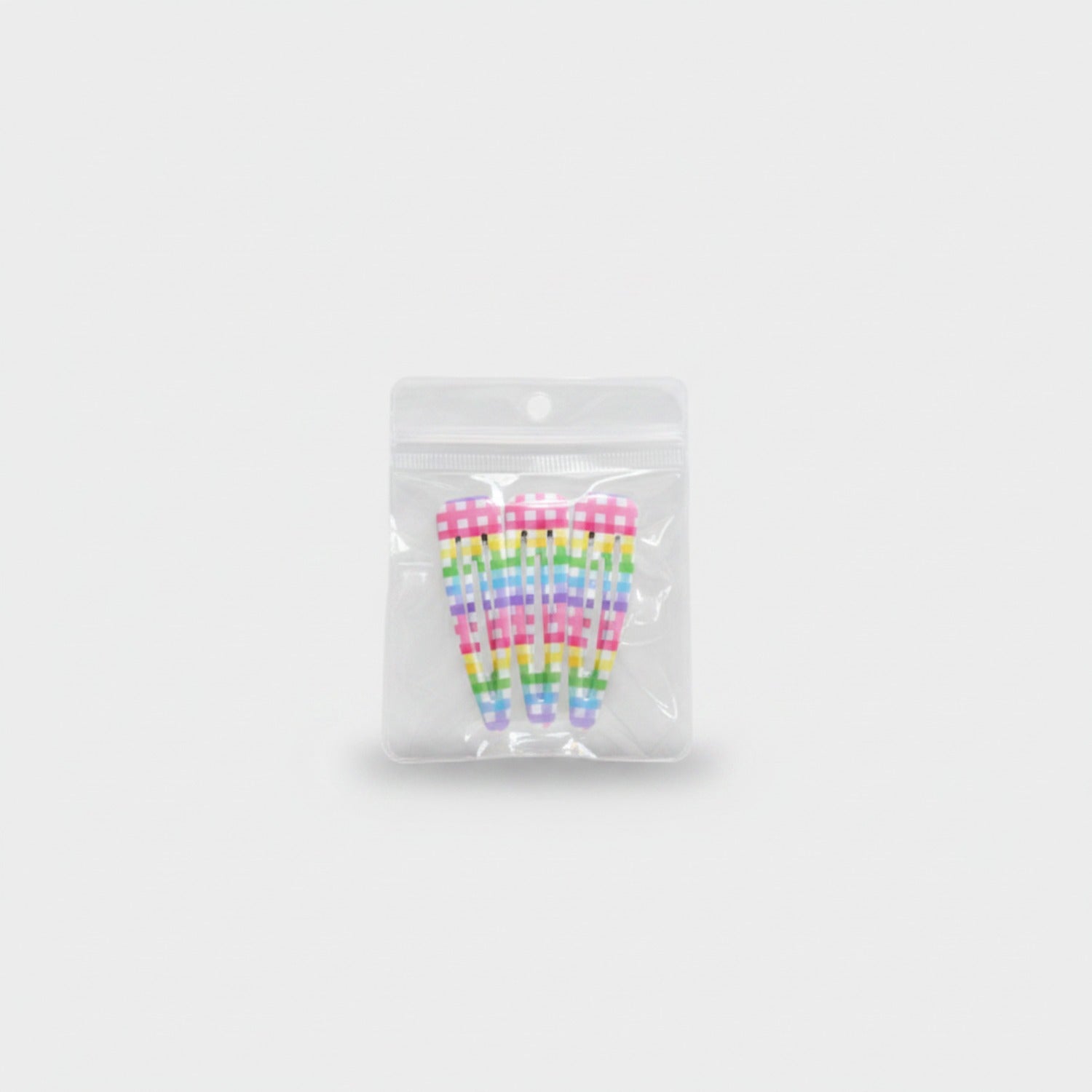 Polka Dot Teardrop Hair Clips Set Rainbow Check