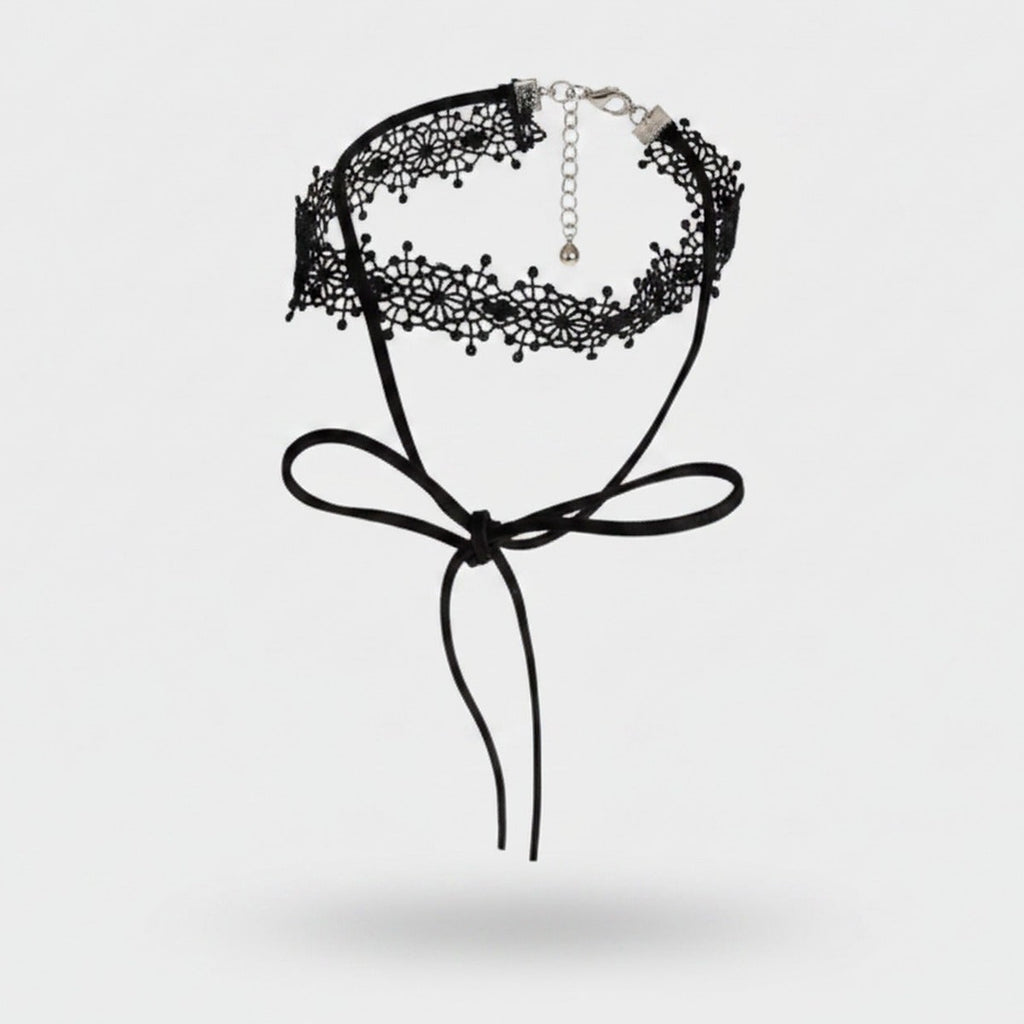 Black Lace Choker With Ribbon Tie – jewelry (view 1)