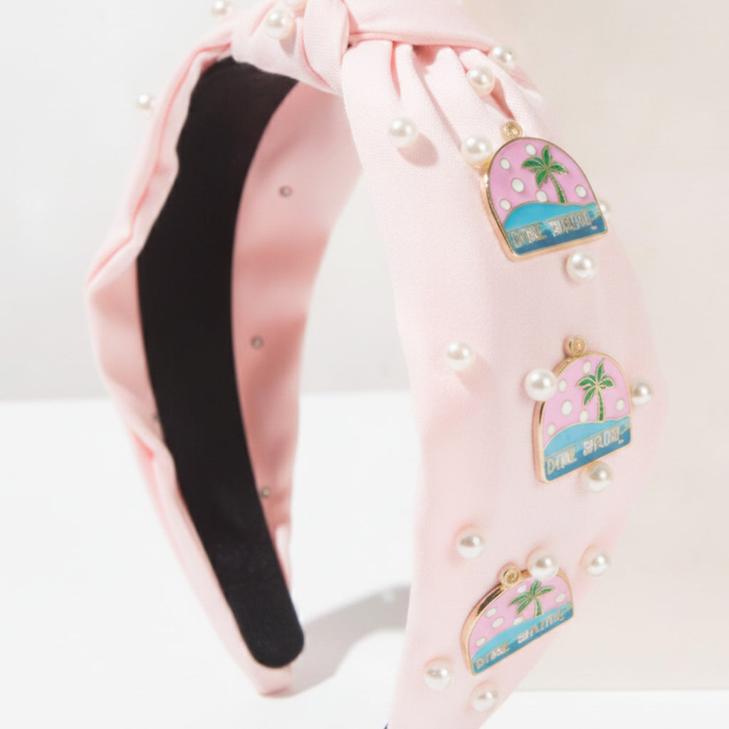 Pink Pearl Beach Charm Padded Headband – hair accessories (view 1)