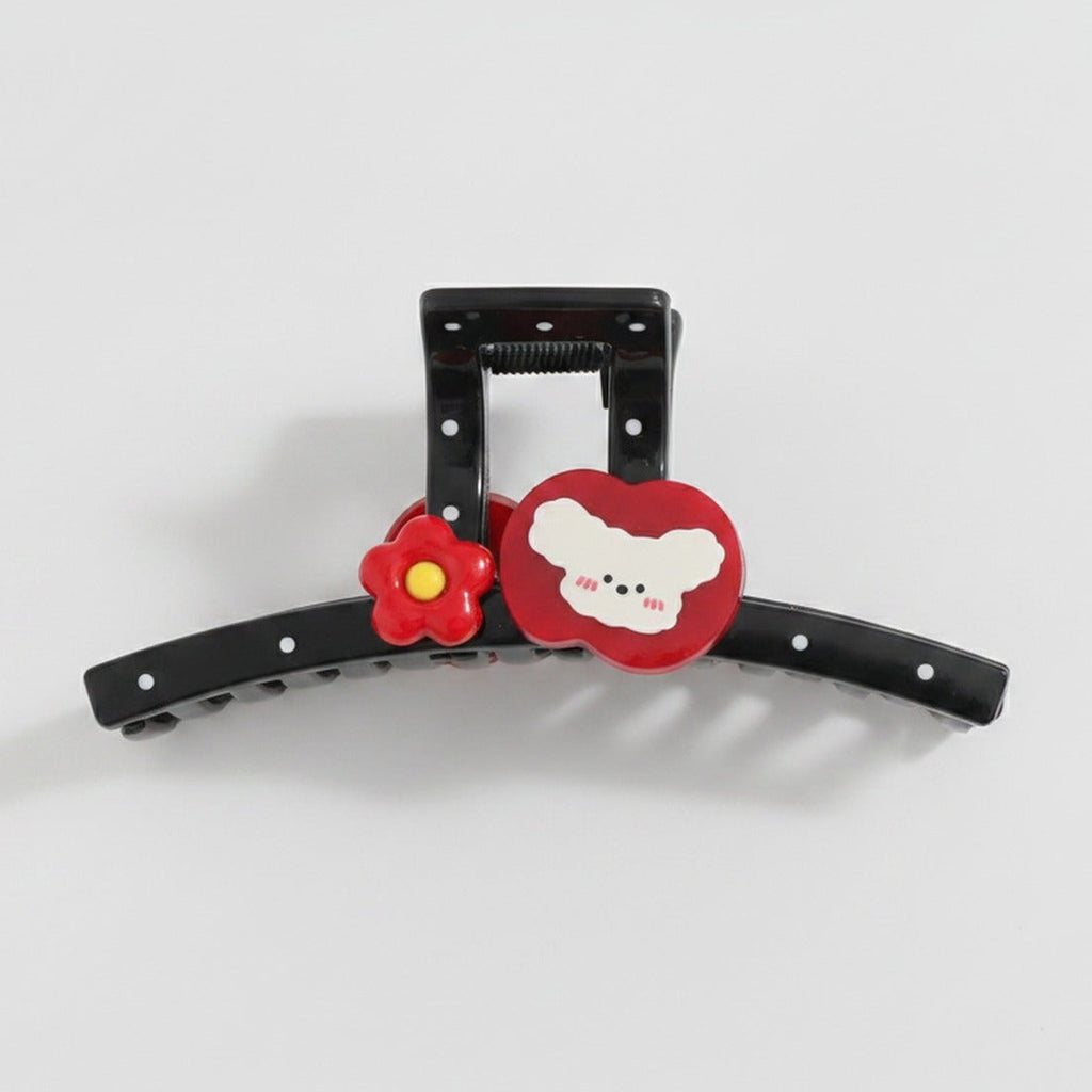 Red Flower Heart Claw Hair Clip – hair accessories (view 1)