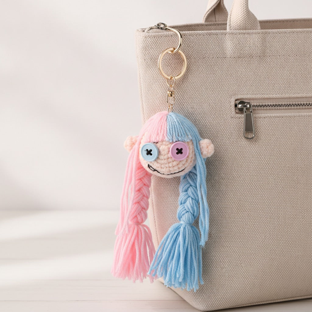 DIY Mini Doll Keychain Kit - Pink & Blue