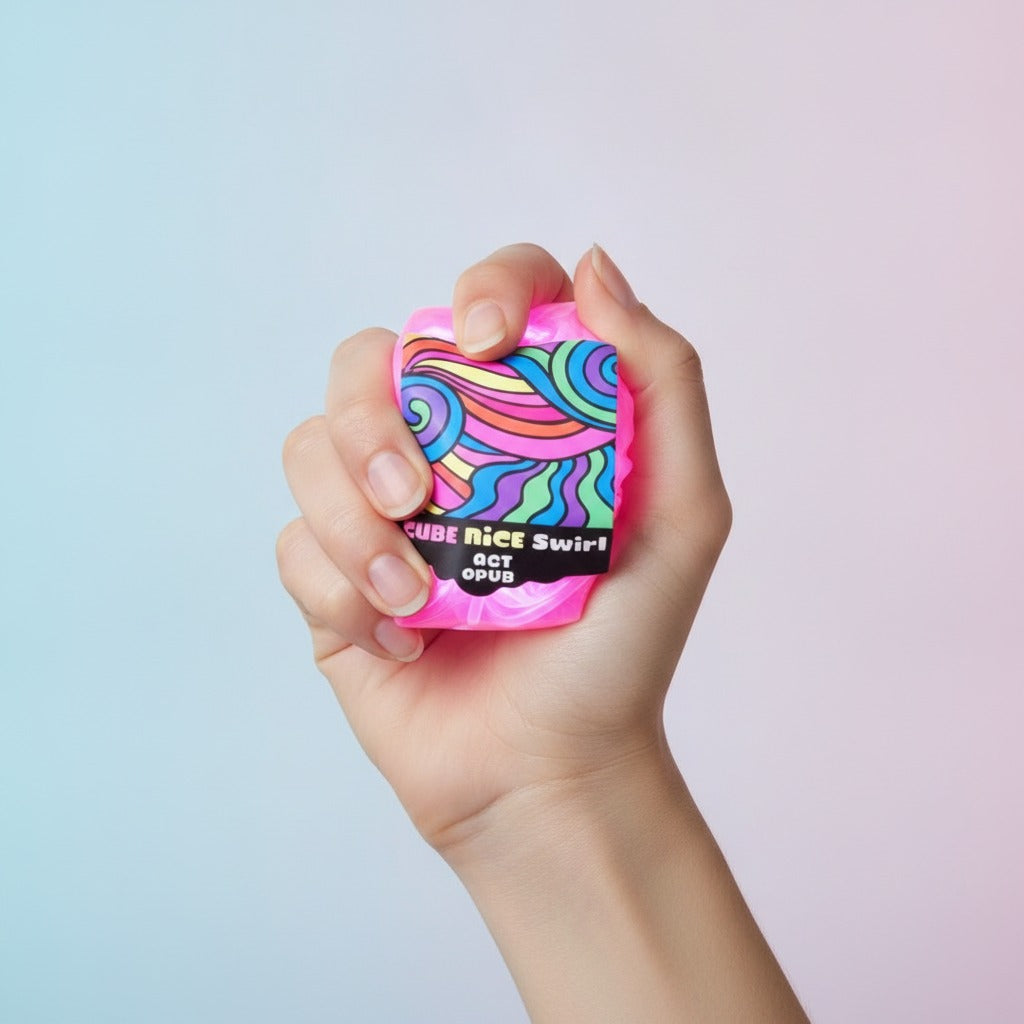 Glow-in-the-Dark Jellyfish Squishie - Pink - squeeze in hand