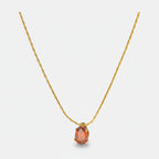 Coral Teardrop Crystal Gold Chain Necklace – jewelry (view 1)