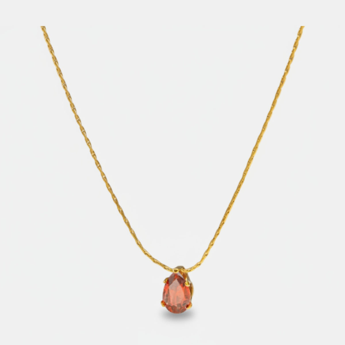 Coral Teardrop Crystal Gold Chain Necklace – jewelry (view 1)