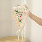 Crochet Floral Triangle Headwrap - Pink