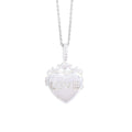 Gold Plated Heart Photo Locket Rhinestone Necklace - Silver