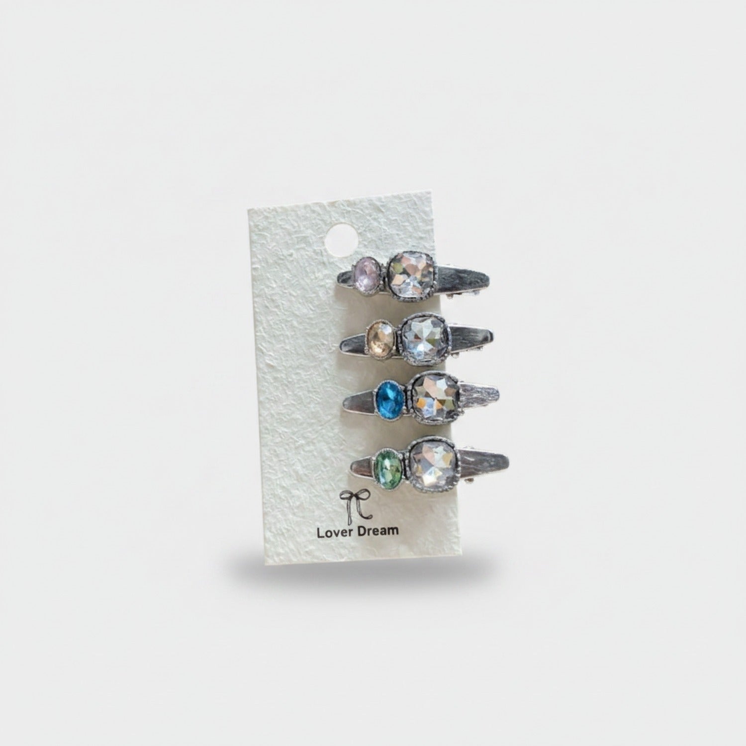 Gemstone Rhinestone Hair Clips Set Transparent Crystal Mix