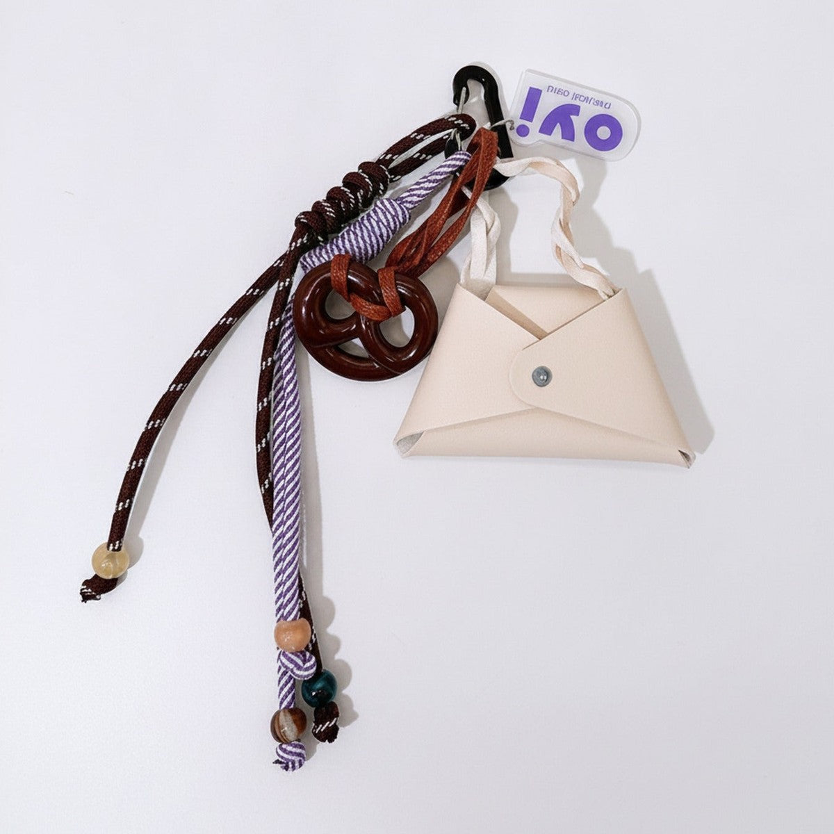 Mini Bag Keychain with Braided Rope - White Bag – novelty & toys (view 1)