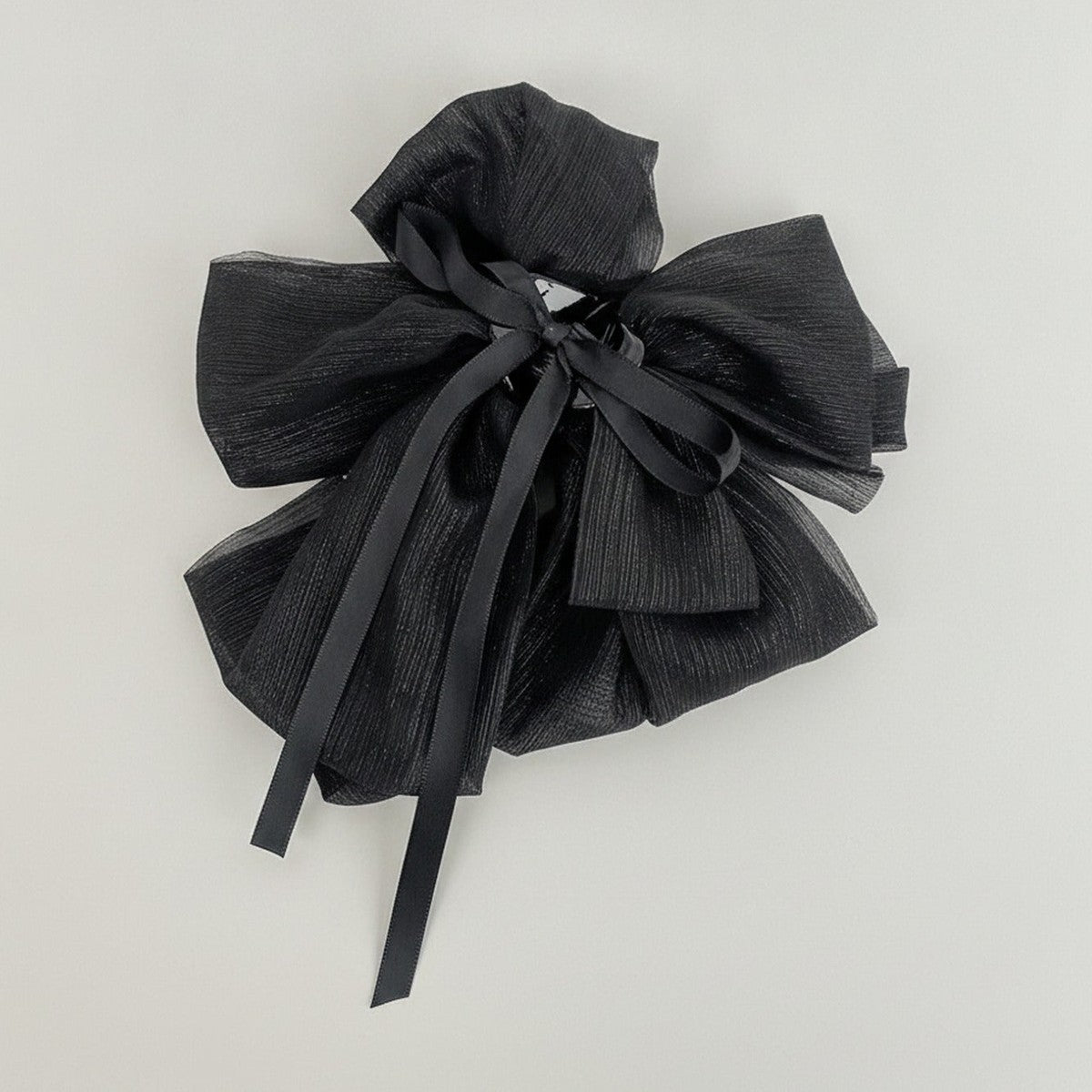 Textured Bow Hair Claw Clip - Black – hair accessories (view 1)