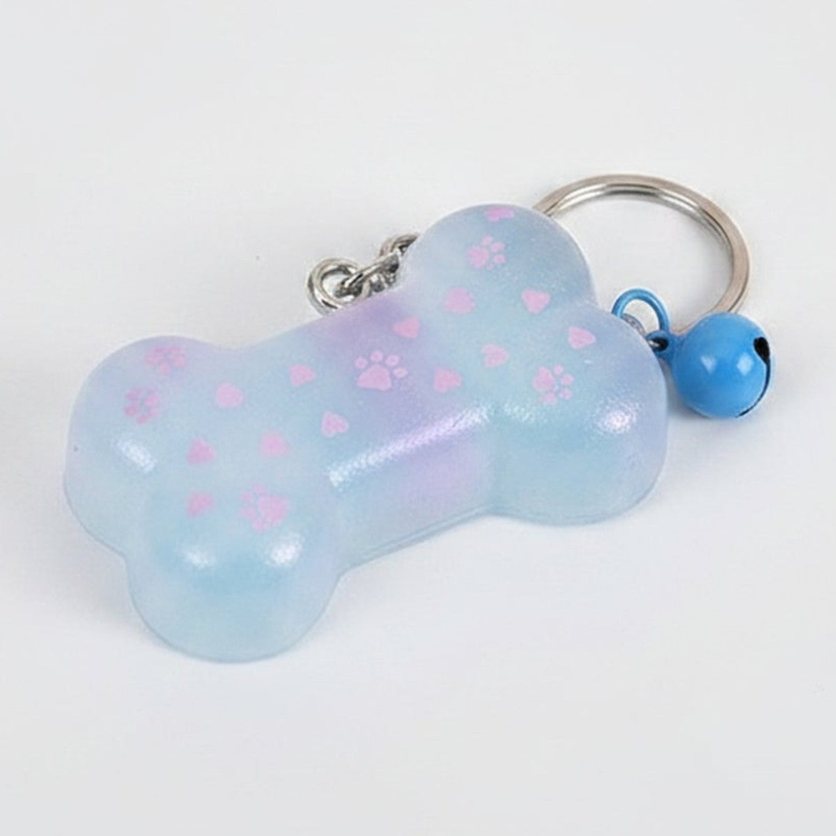 Paw Print Bone Squishy Keychain - Blue