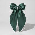 Silky Bow Hair Claw - Dark Green