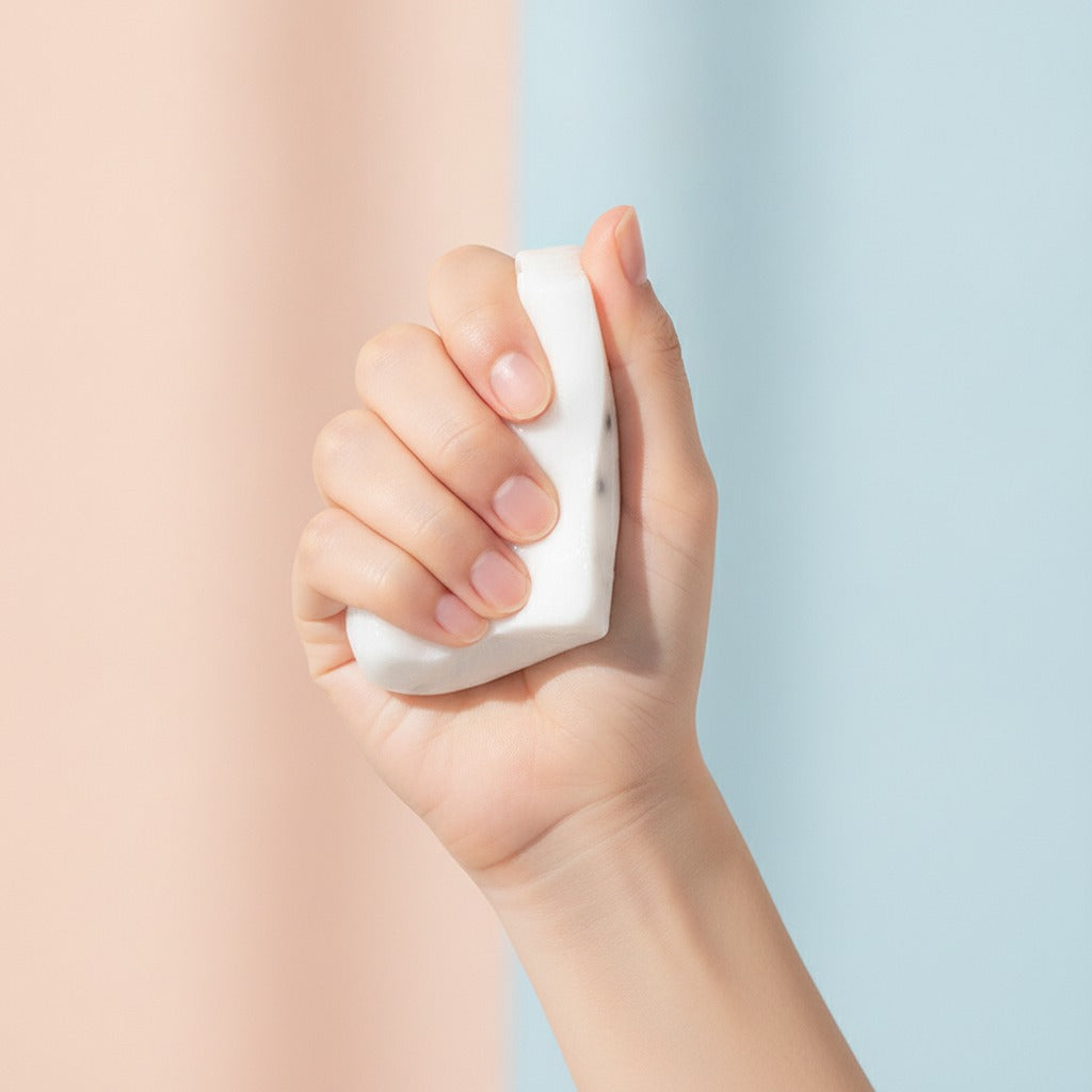Dice Bead Squishy Toy - White - squeeze in hand