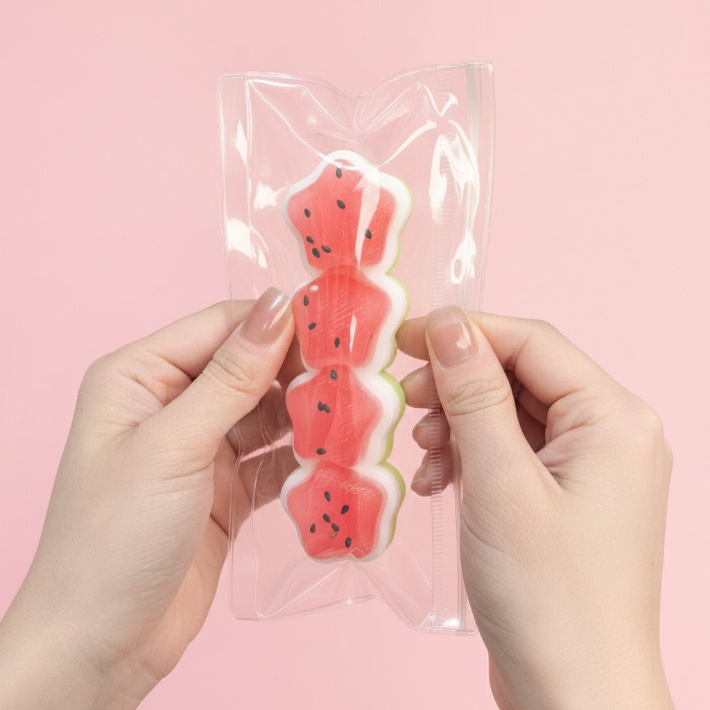 Watermelon Waffle Stack Squishy - squeeze in hand