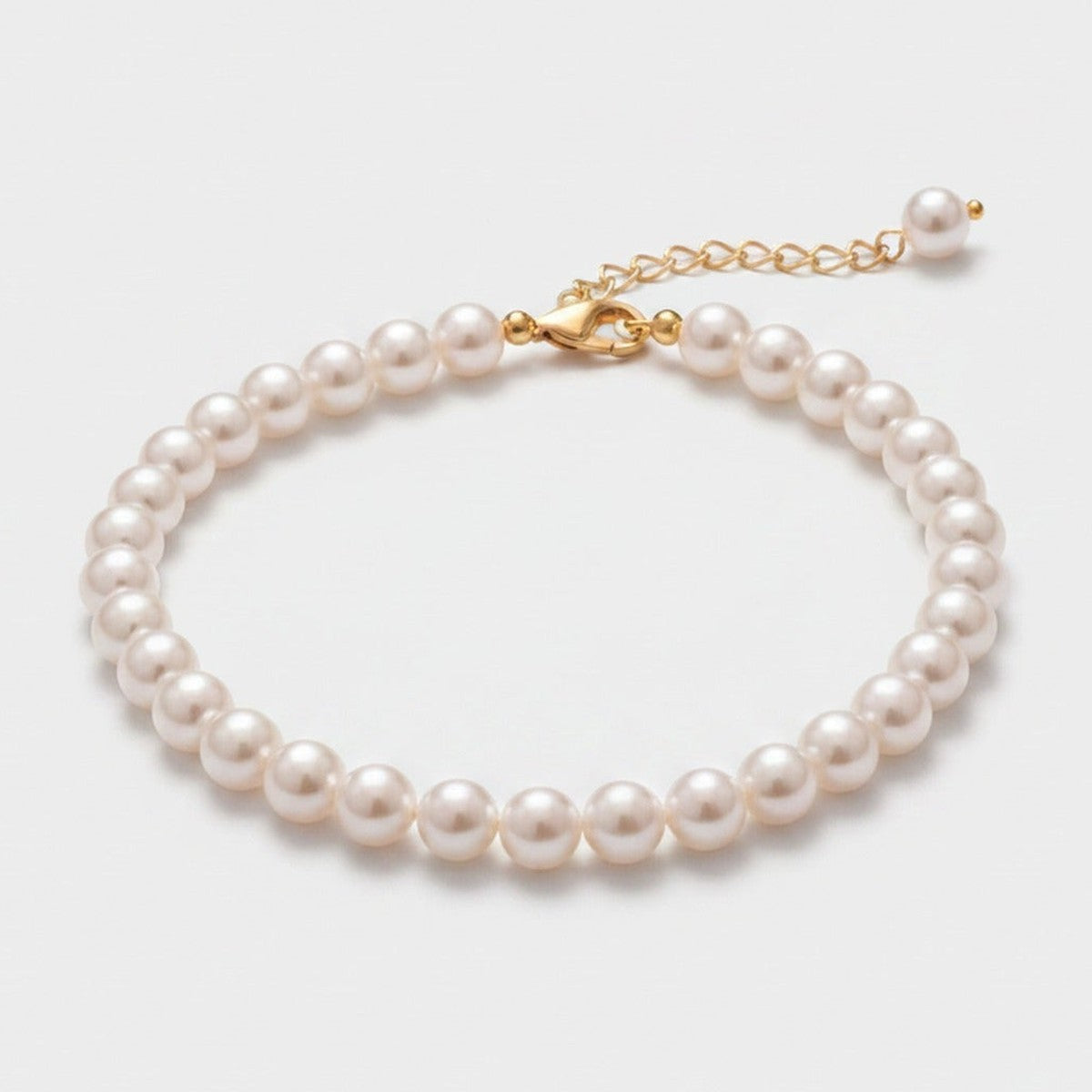 Pearl Beaded Gold Chain Bracelet – jewelry (view 1)