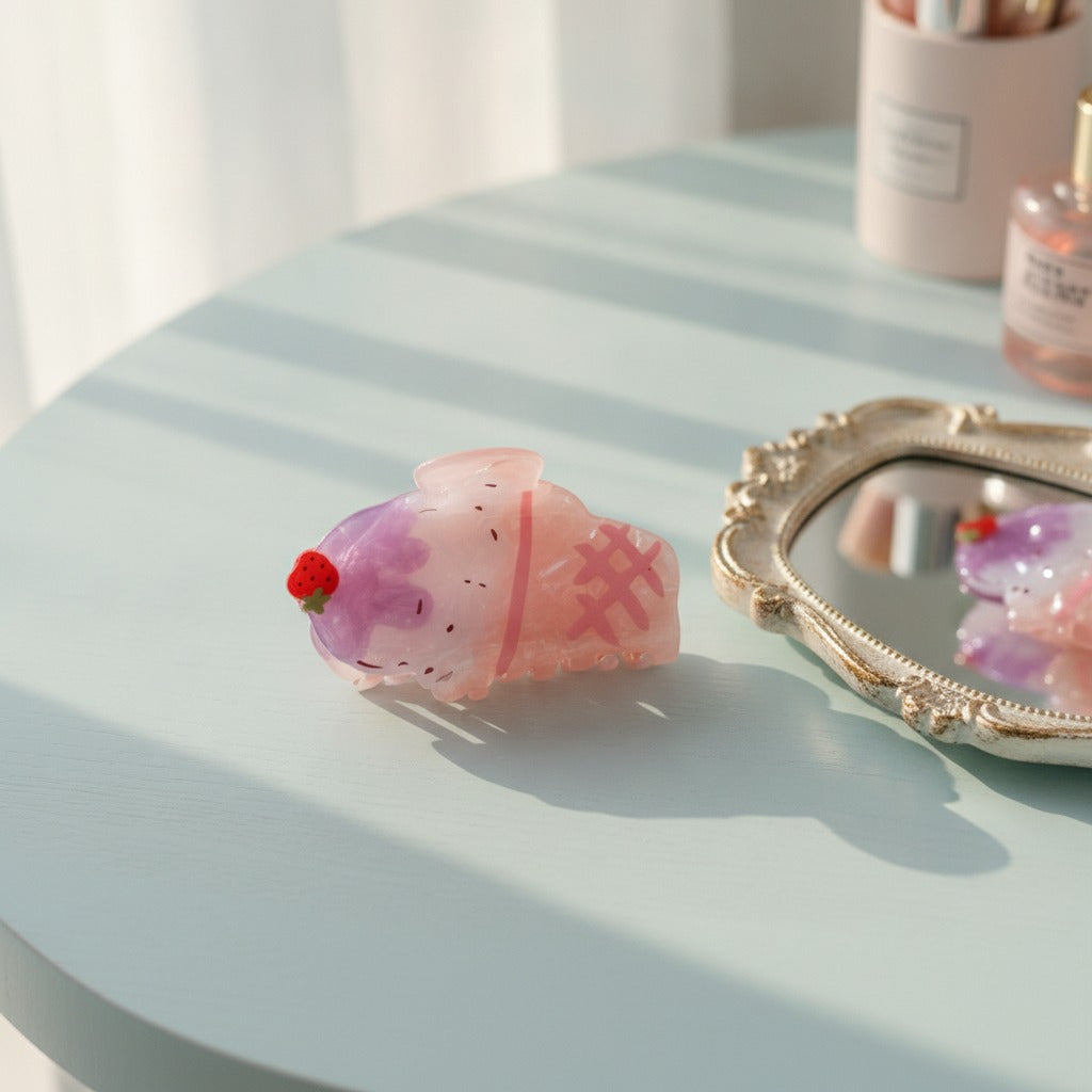 Ice Cream Cone Hair Claw - Grape Strawberry