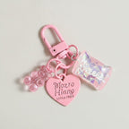 Candy Bear Heart Charm Keychain - Pink