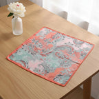 Paisley Patchwork Square Scarf - Coral & Mint Mix