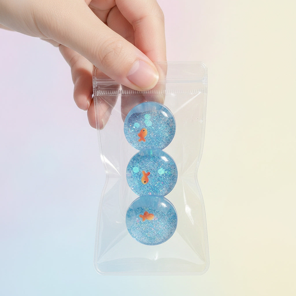 Goldfish Glitter Keychain Set - Blue