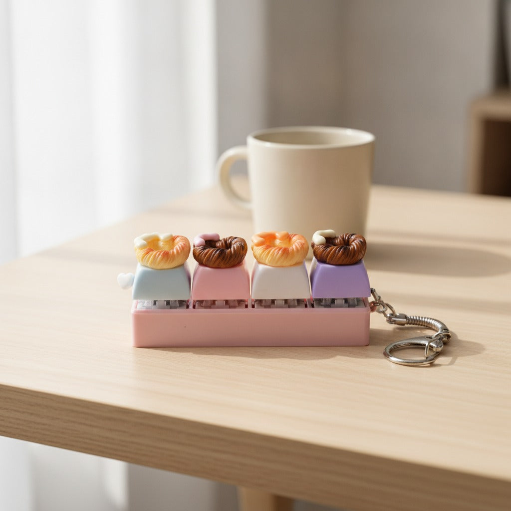 Tiny Donut Keychain - Pink Heart