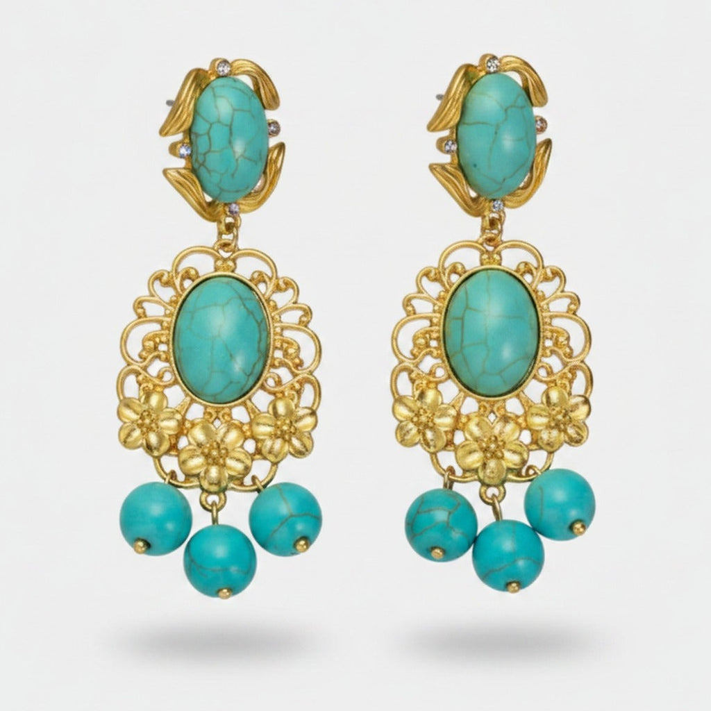 Turquoise Statement Drop Earrings Turquoise