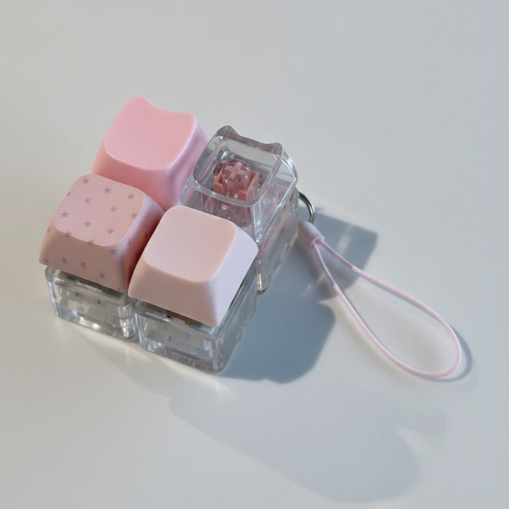 Mini Keyboard Cap Keychain - Pink Dot