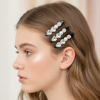 Rhinestone Black Clip Hair Pin Set Heart Pearl Rhinestone