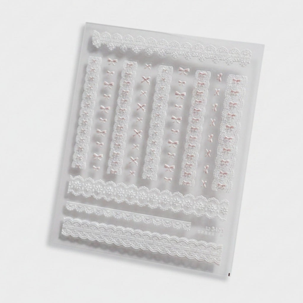 White Lace Nail Art Stamper Sheet Set – Korean nail care (view 1)