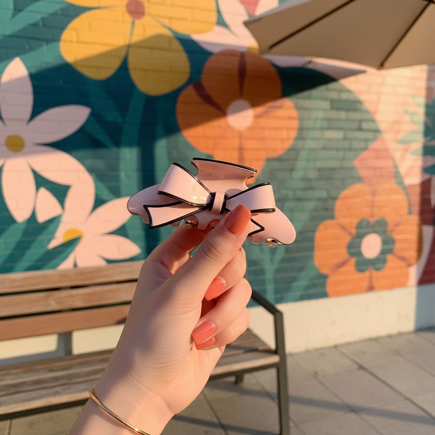 Bow Claw Hair Clip Pink Bow