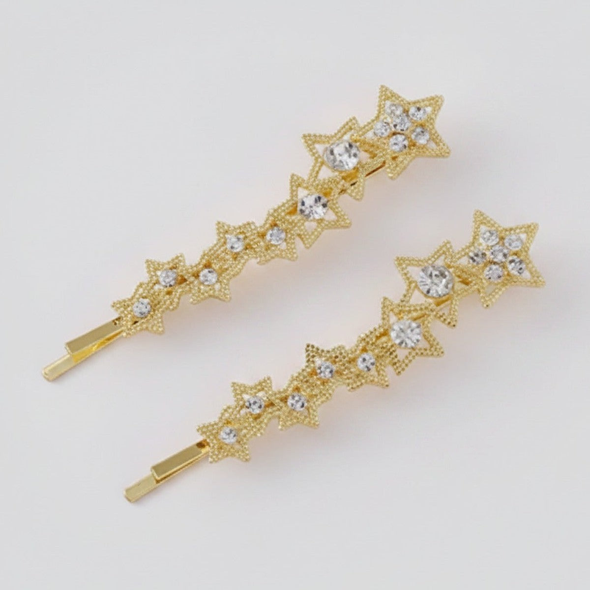 Star Rhinestone Gold Hair Clips Set – hair accessories (view 1)