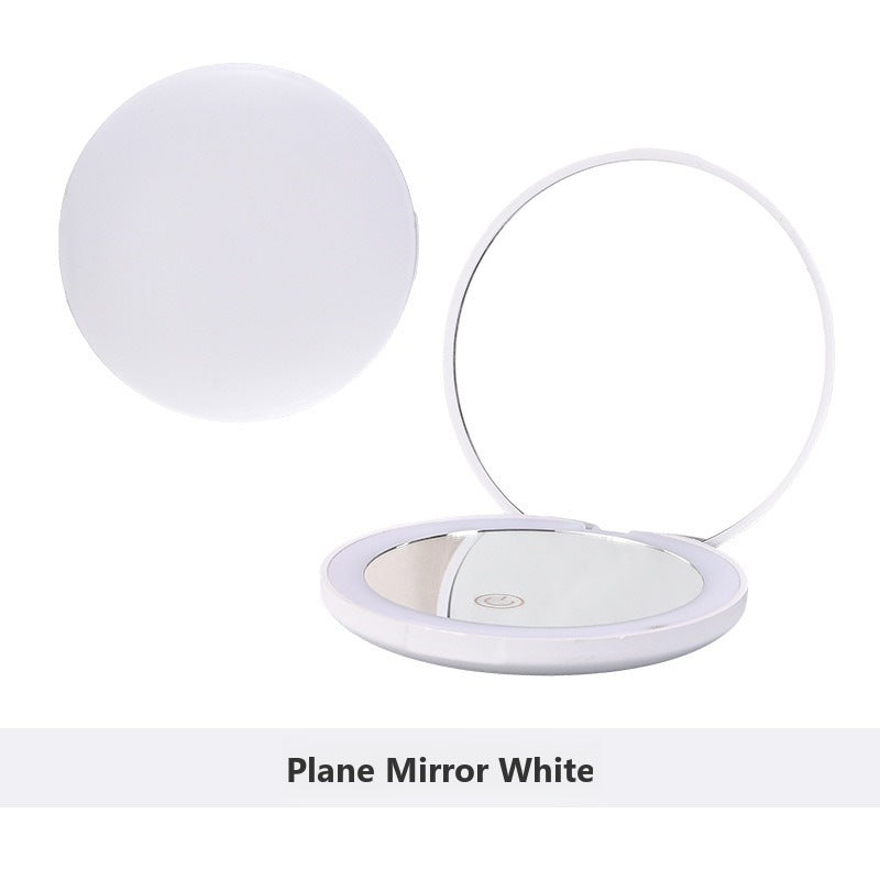 Folding Handheld LED Makeup Mirror - White