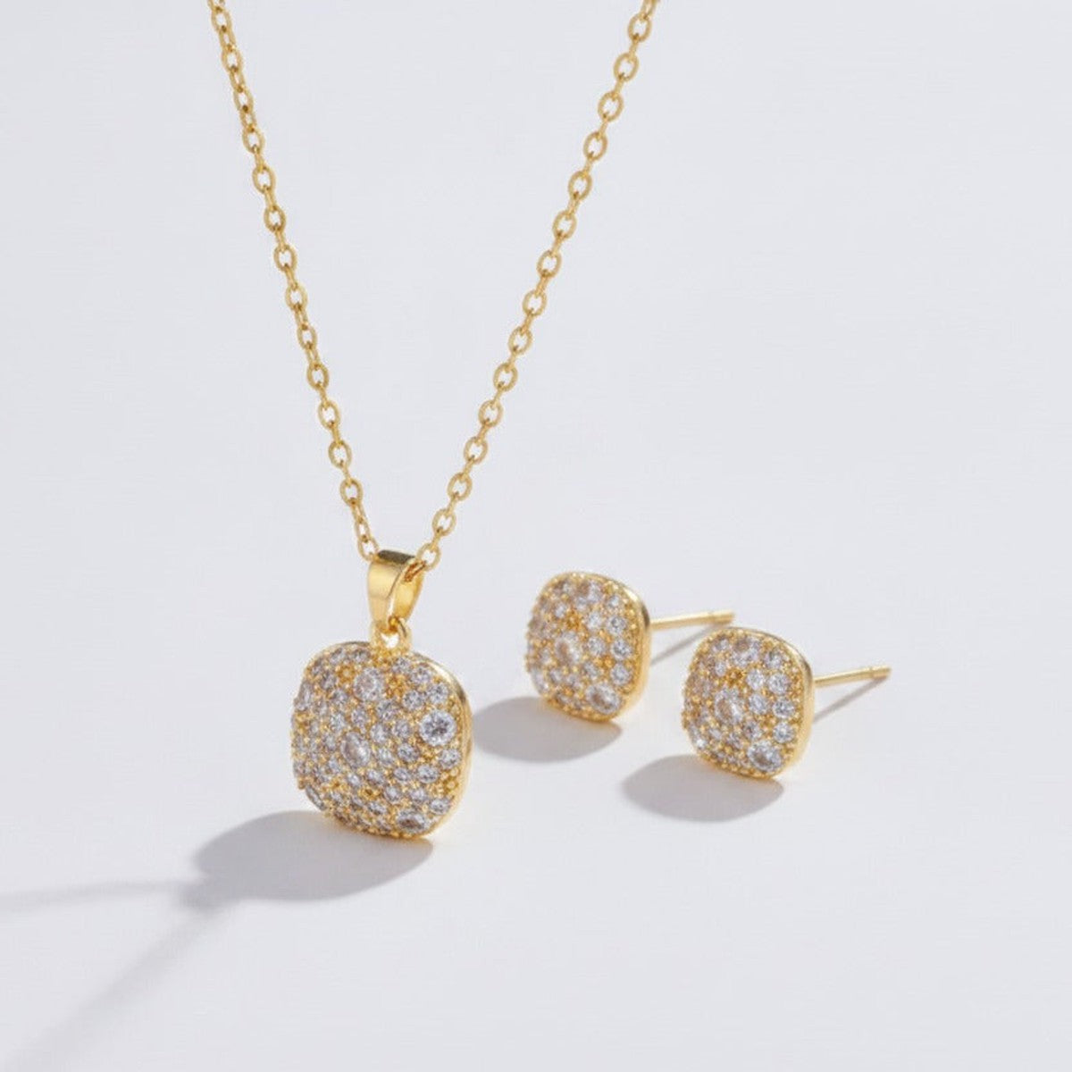 Sparkle Pendant & Stud Set - Gold