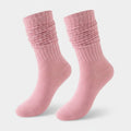 Slouchy Ribbed Crew Socks - Pink