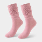 Slouchy Ribbed Crew Socks - Pink