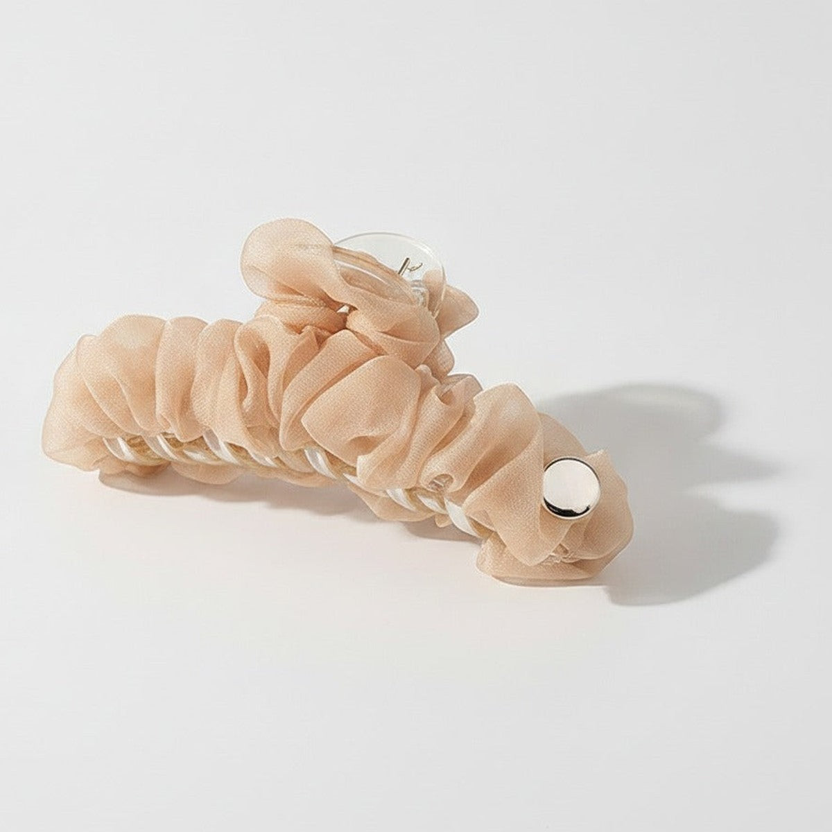 Sculptured Metal Hair Claw - Cream Coffee