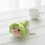 Veggie Pig Plush Keychain - Green And White