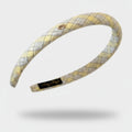 Quilted Padded Headband Yellow White Plaid – hair accessories (view 1)
