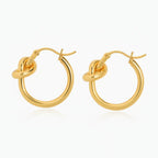 Twisted Knot Hoop Earrings - Gold