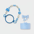 Blue Bow Beaded Keychain Charm Set Blue