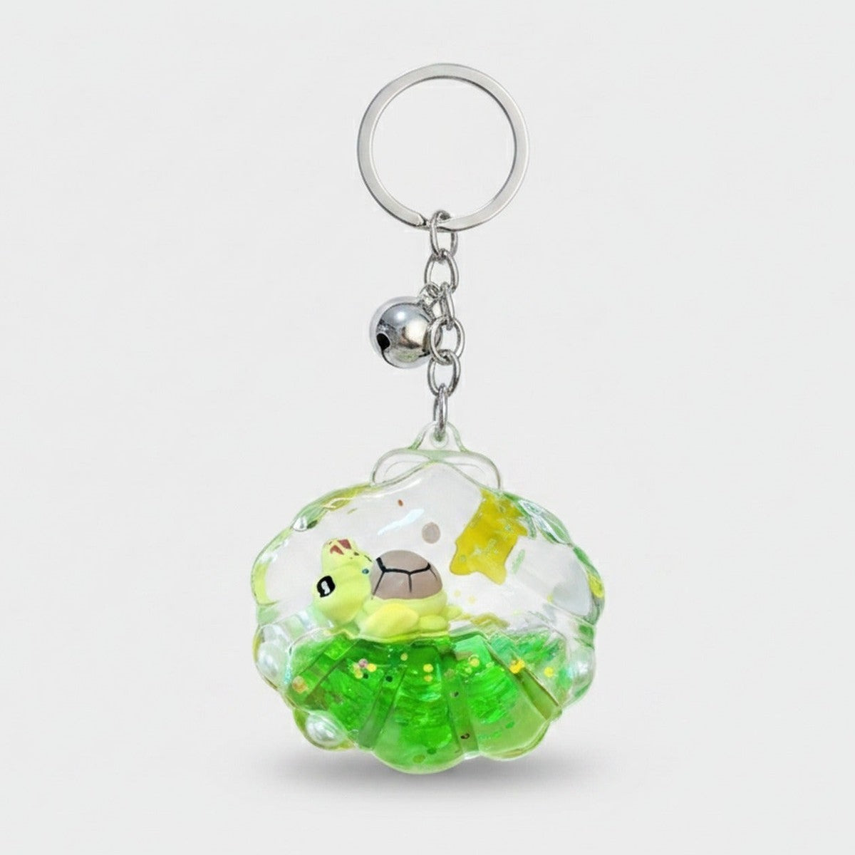 Green Turtle Acrylic Shell Keychain with Charm – novelty & toys (view 1)