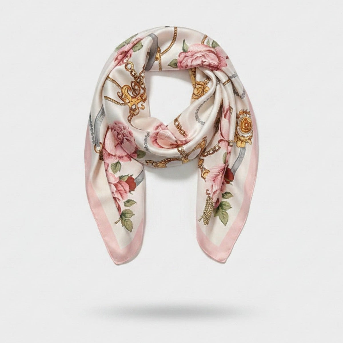 Floral Chain Print Square Scarf Pink – scarves & belts (view 1)