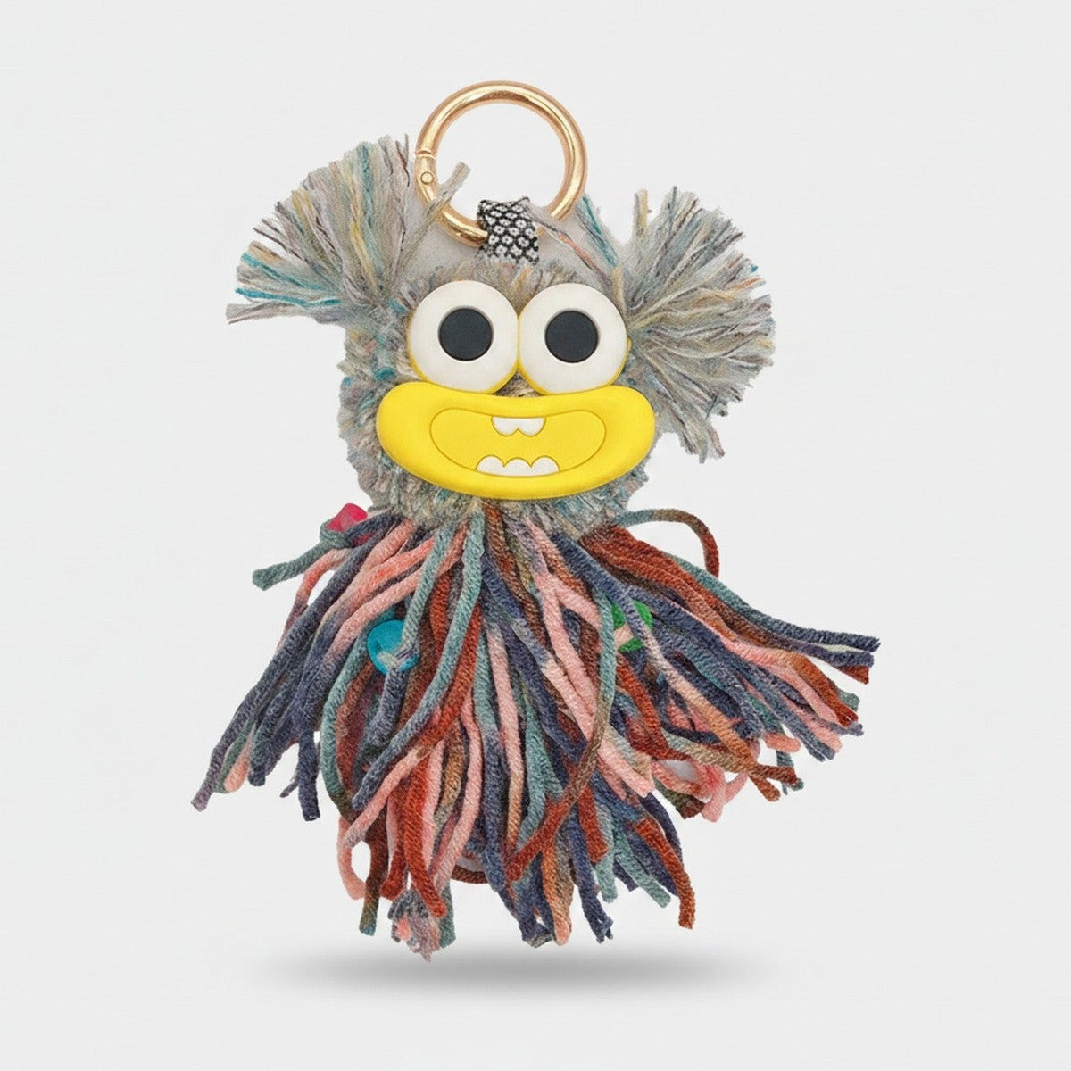 Fuzzy Monster Acrylic Keyring With Charms - Brown – novelty & toys (view 1)