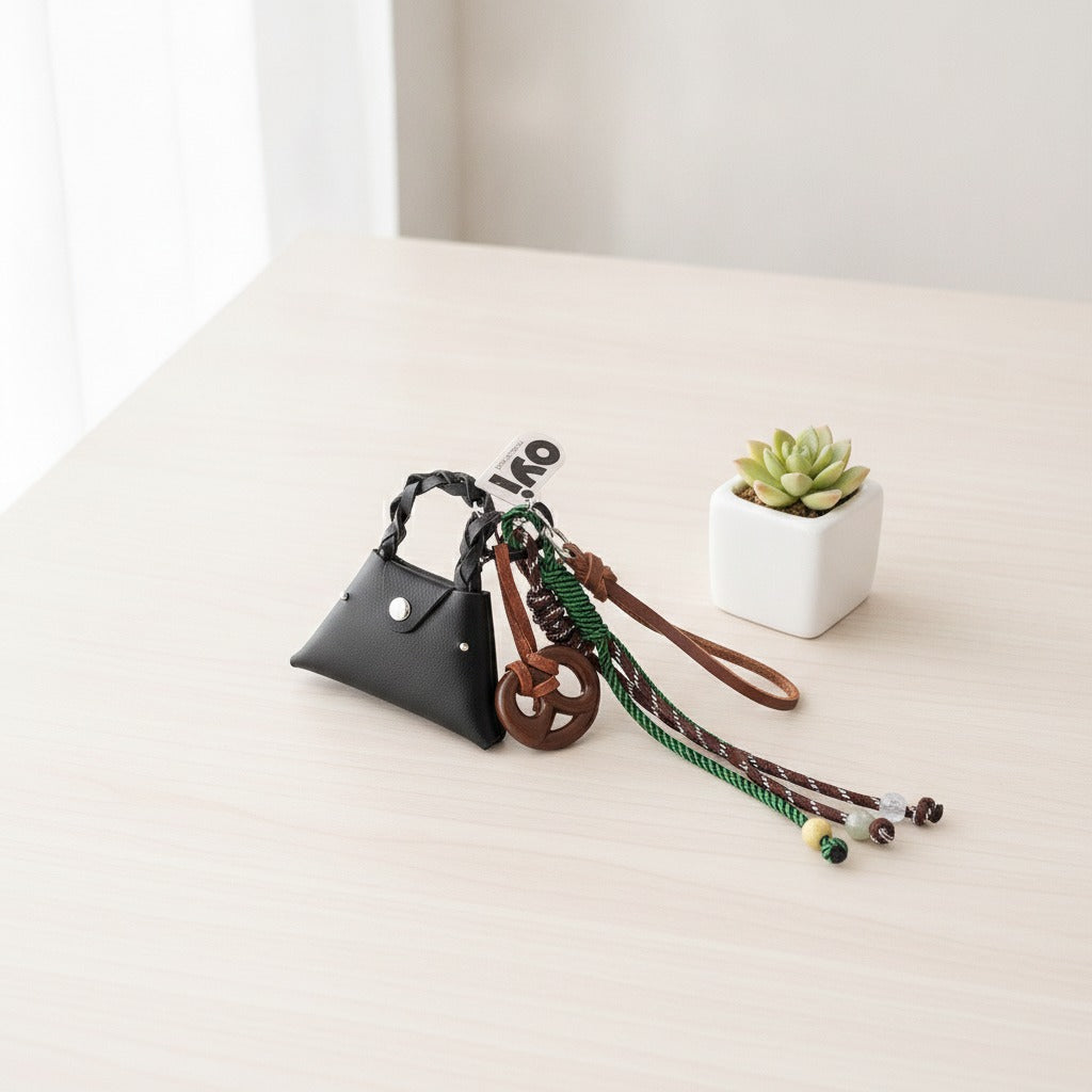 Tiny Bag Charm Keychain - Black Bag
