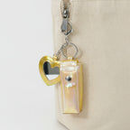Holographic Heart Charm Keychain - Yellow