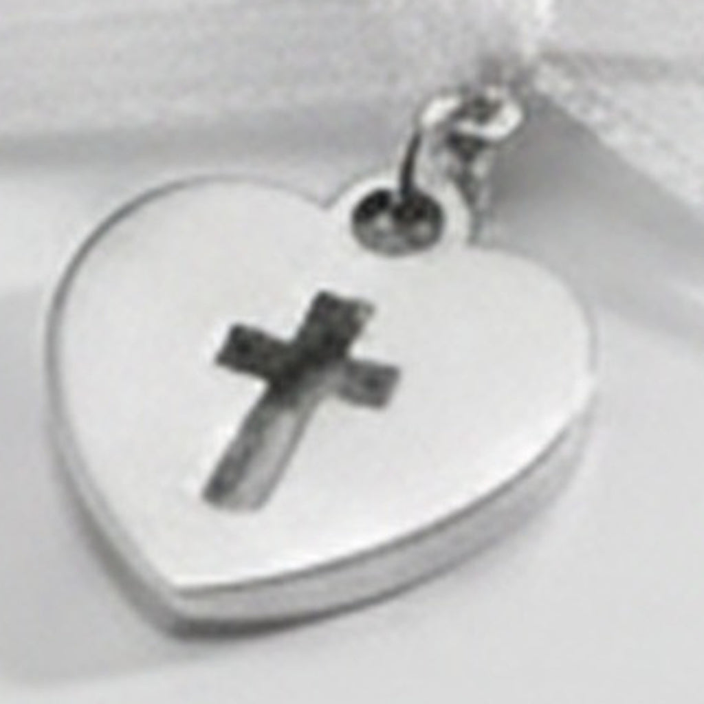 Bow Heart Cross Pendant Necklace - Silver
