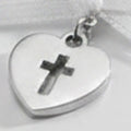 Bow Heart Cross Pendant Necklace - Silver