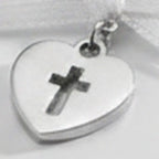 Bow Heart Cross Pendant Necklace - Silver