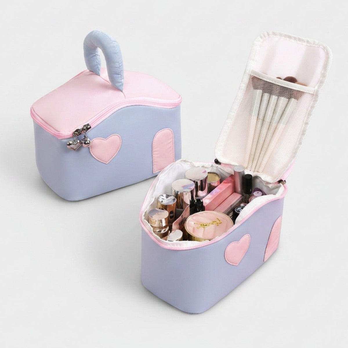 Heart Cosmetic Case With Mirror - Blue Little House – bags & wallets (view 1)