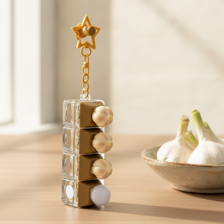 Stacking Charm Keychain - Garlic & Cutting Board