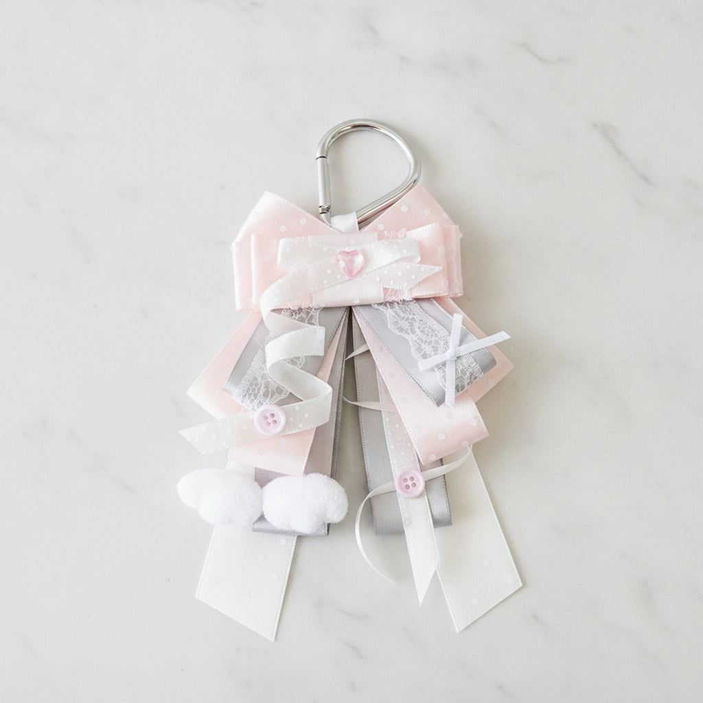 Ribbon Bow Bag Charm - Soft Pink